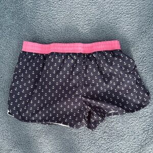Jadelynn Brooke Navy Anchor Print Shorts with Pink Waistband